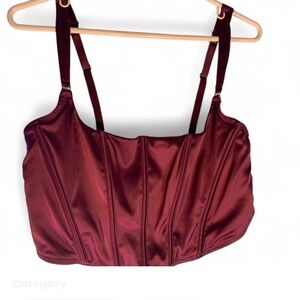 Whimsigoth Sexy Auden Satin Wine Corset Bra size XL